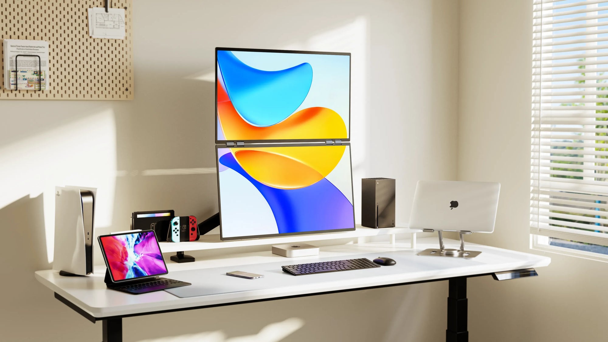 Portable Dual Monitor 23.8" 100Hz FHD 1080P Stacked Vertical Displays for Gaming Coding Working USB-C HDMI Laptop Screen Extende