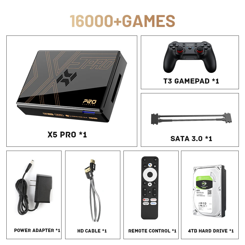 Kinhank Super Console X5 Pro Retro Game Console with 16000 Games for PS2/PS1/SS/DC/N64 with 4T HDD Plug and Play Game Player