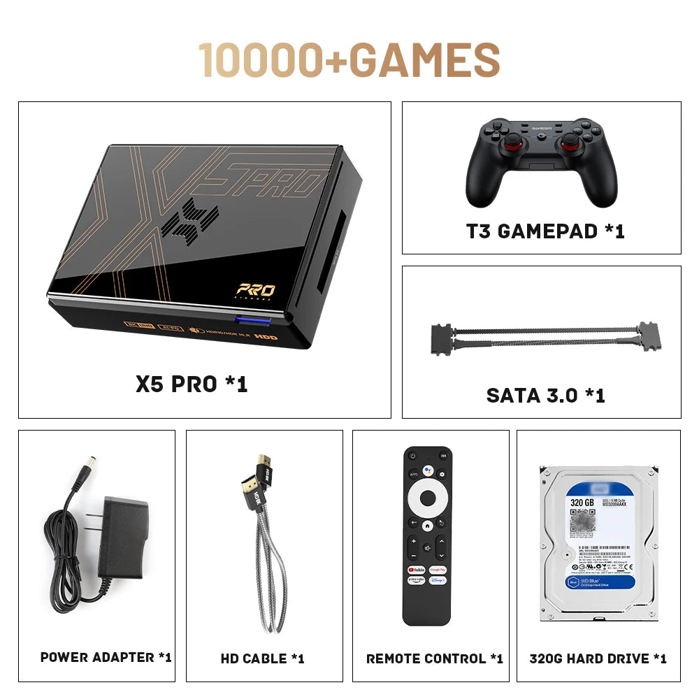 Kinhank Super Console X5 Pro Retro Game Console with 16000 Games for PS2/PS1/SS/DC/N64 with 4T HDD Plug and Play Game Player