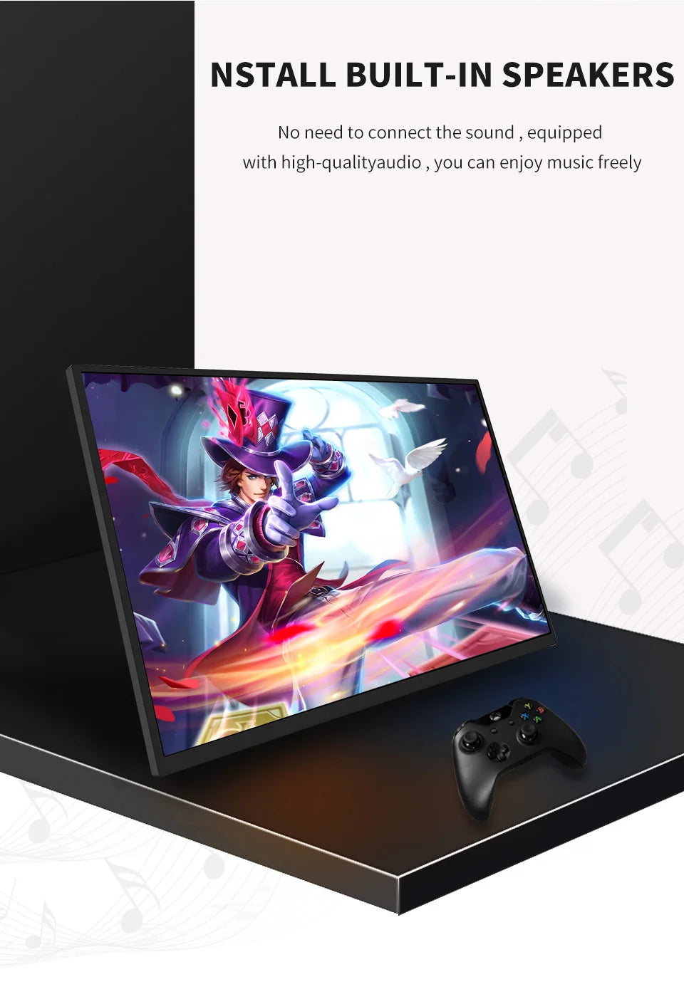 HGFRTEE 18.5inch Portable Monitor ADS-IPS 100Hz RGB100% Extended Display Laptop Second Screen With VESA Hole&Stand
