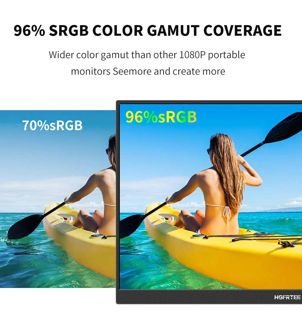 HGFRTEE 16inch Touch Portable Monitor 16:10 96%sRGB 350Cd/m² Second Screen For Laptop With Holder Stand Type-C HDMI-Compatible