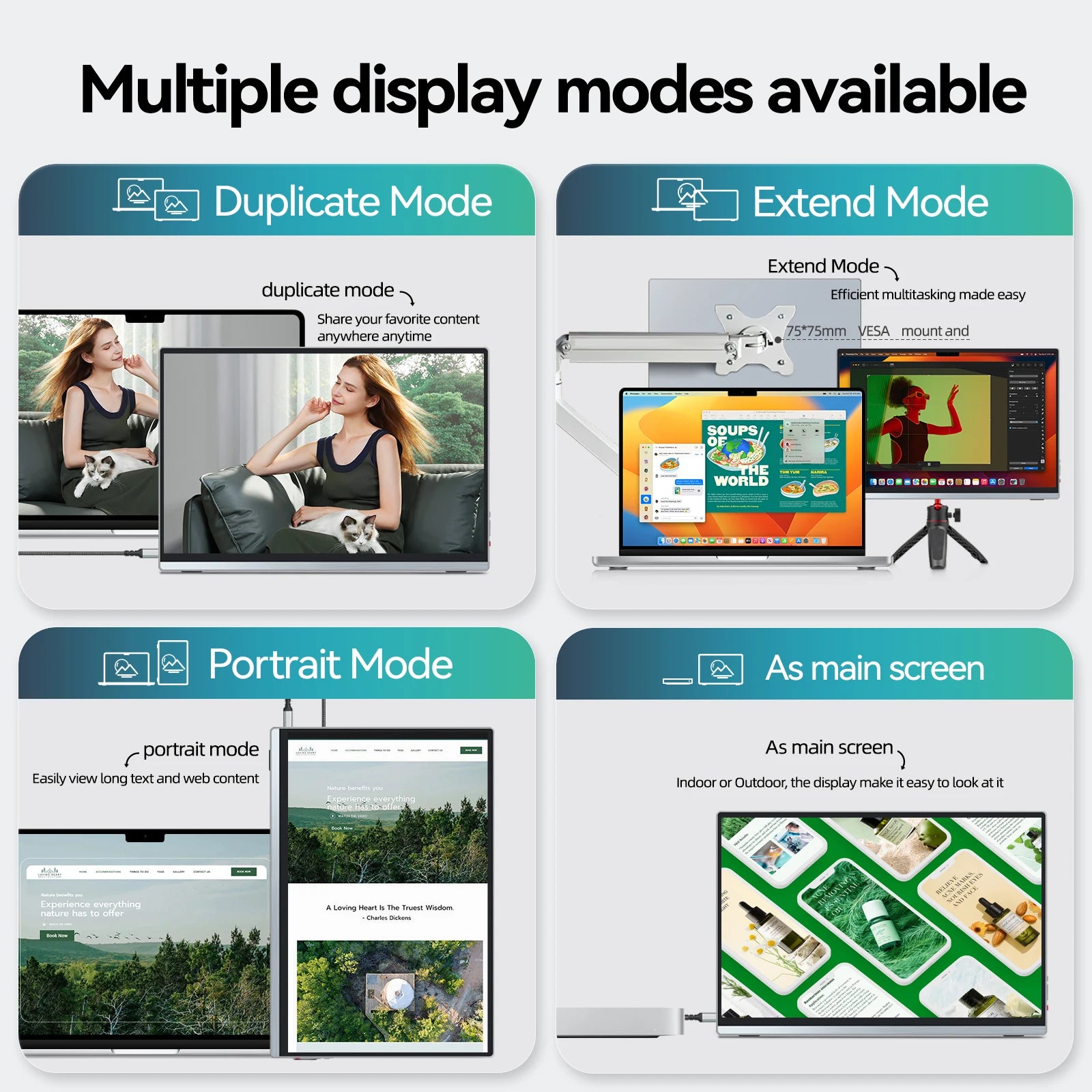 Intehill 13.4 Inch 4K Touch Screen Portable Monitor 3840*2400 500nits 100% sRGB U13ZT For XBox PS4/5 Switch Laptop PC Extension