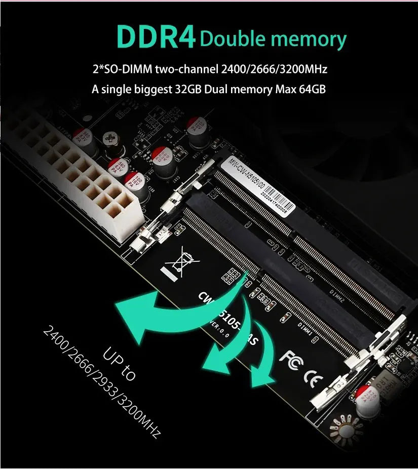N5105 Industrial Motherboard NAS Motherboards 4 Cores 4 Threads Low Power Processor 4x2.5G i225 Network 2 M.2 Slot 6xSATA DP HD