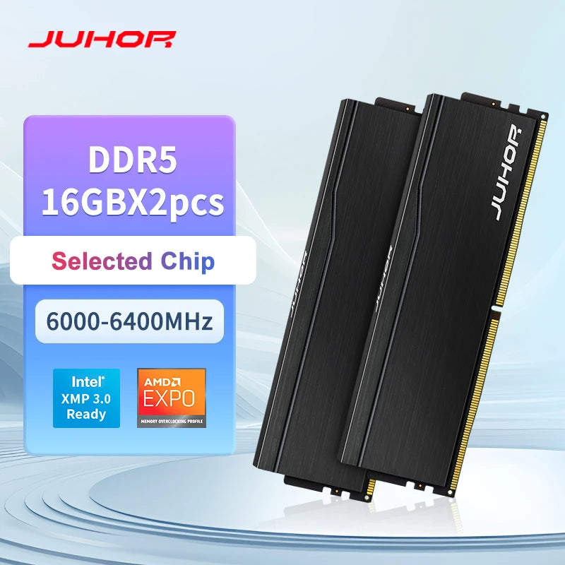 JUHOR Ram DDR5  32GB(16GBX2) 6000MHz 6400MHz DDR5 6400MHz Desktop Computer Memoria Ram