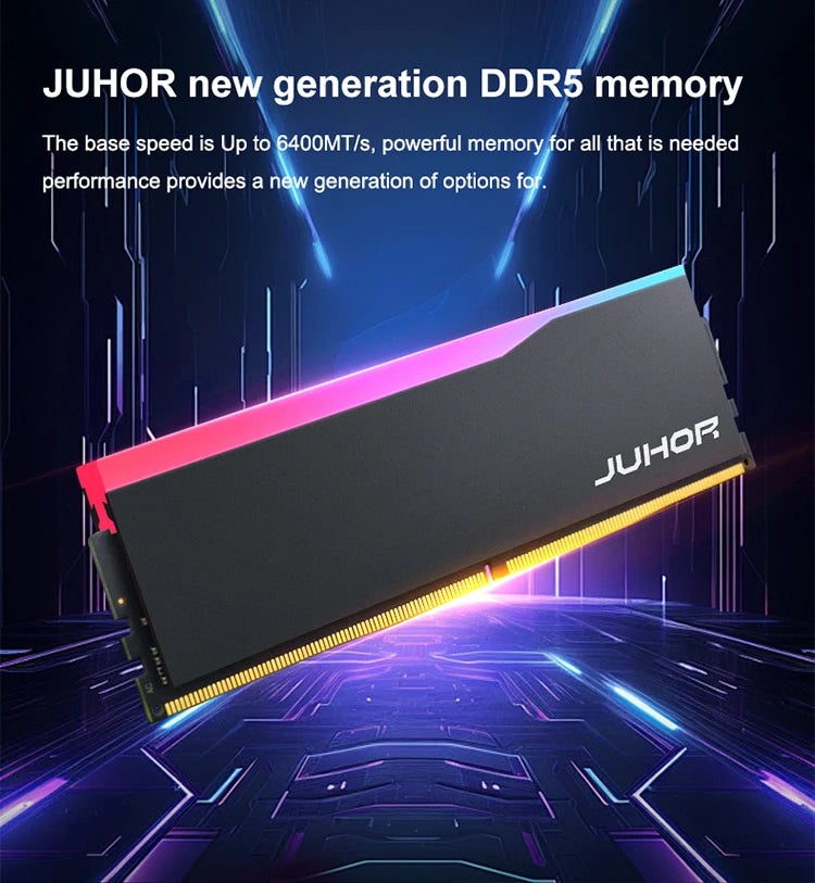 JUHOR Memoria Ram RGB DDR5 16GB 6000MHz 6400MHz PC5 Desktop Computer  Dimm Memory