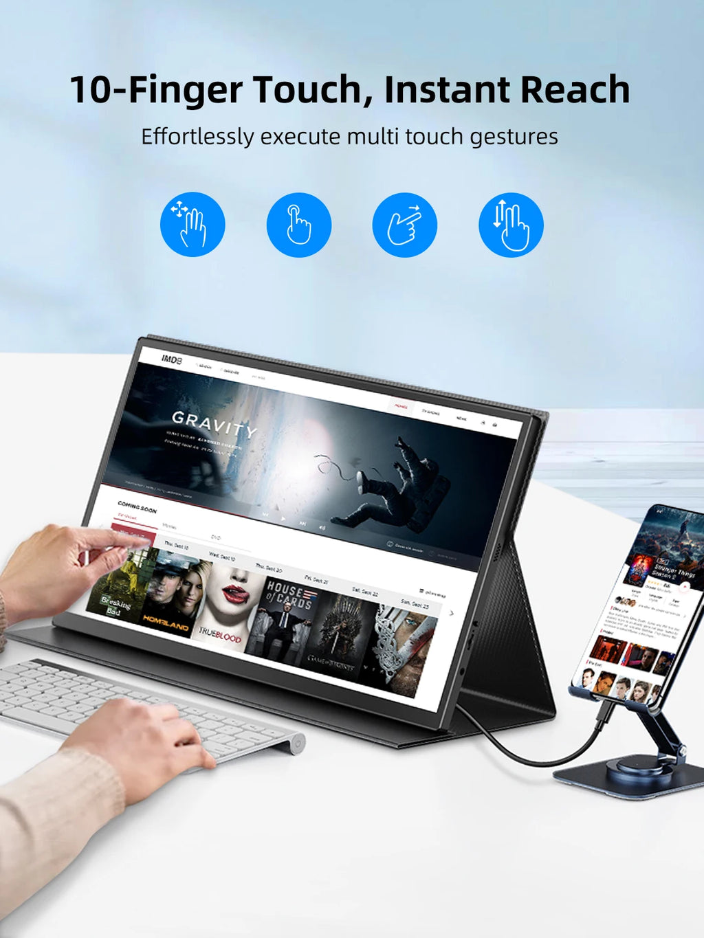 UPERFECT 18.5" TouchScreen Portable Monitor 120Hz 1MS Gaming Display 400Nits With FreeSync HDR VESA For Laptop Phone Xbox PS4/5