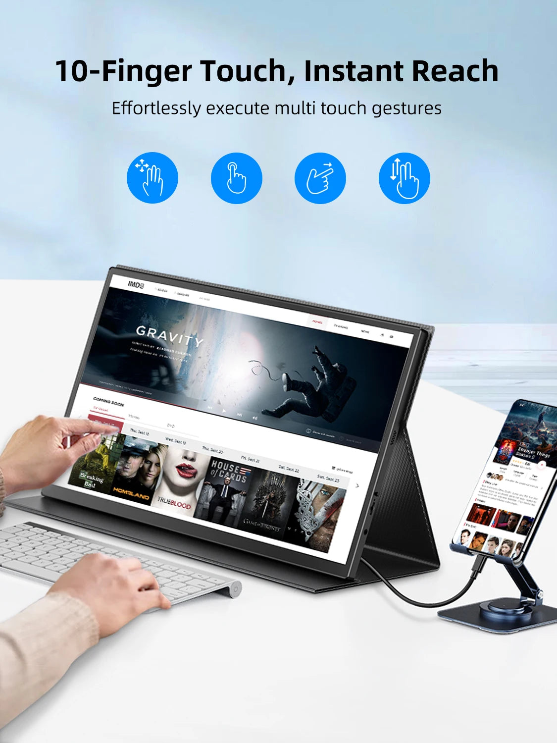 UPERFECT 18.5" TouchScreen Portable Monitor 120Hz 1MS Gaming Display 400Nits With FreeSync HDR VESA For Laptop Phone Xbox PS4/5