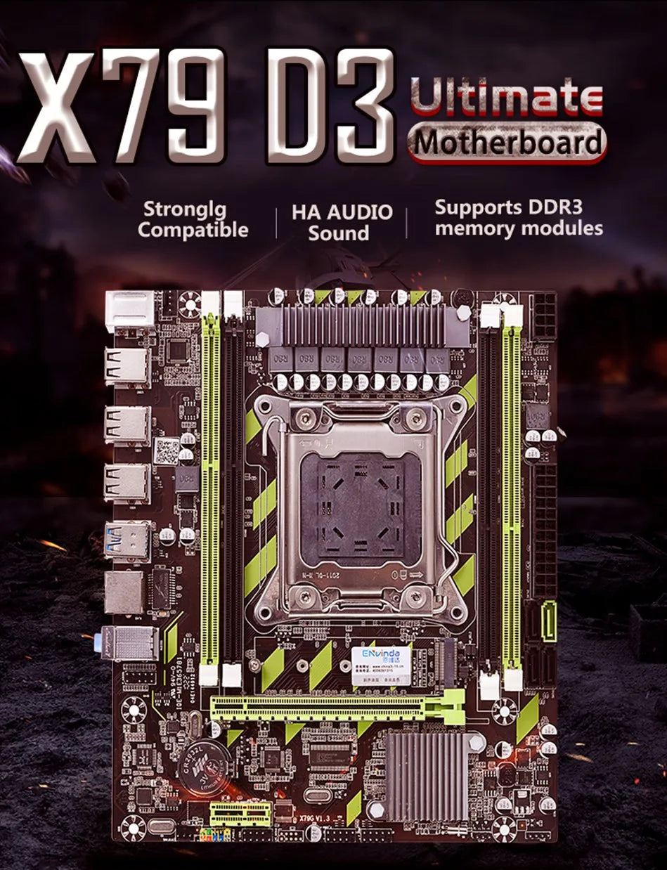 ENVINDA  X79 Motherboard LGA 2011 USB2.0 SATA3 Support REG Memory ECC And Processor Xeon E5 4DDR3 PCI-E NVME M.2