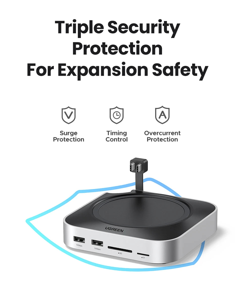 UGREEN Mac Mini Docking Station USB HUB Type-C to DP 4K240Hz M.2 NVMe SSD Slot 10Gbps USB-A Splitter SD&TF 3.5MM for Mac Mini M4