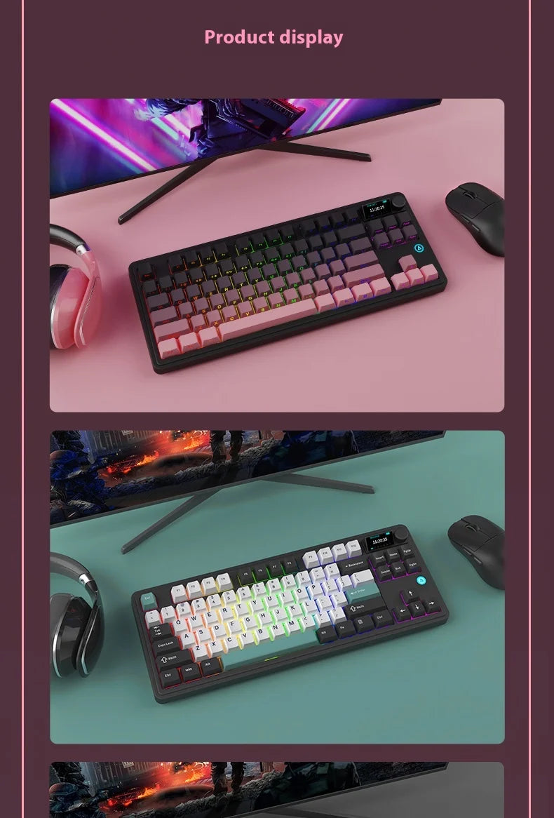 AJAZZAK870 mechanical keyboard, magnetic axis, color screen, adjustable key travel, 0.1 wireless three-mode gaming, e-sports