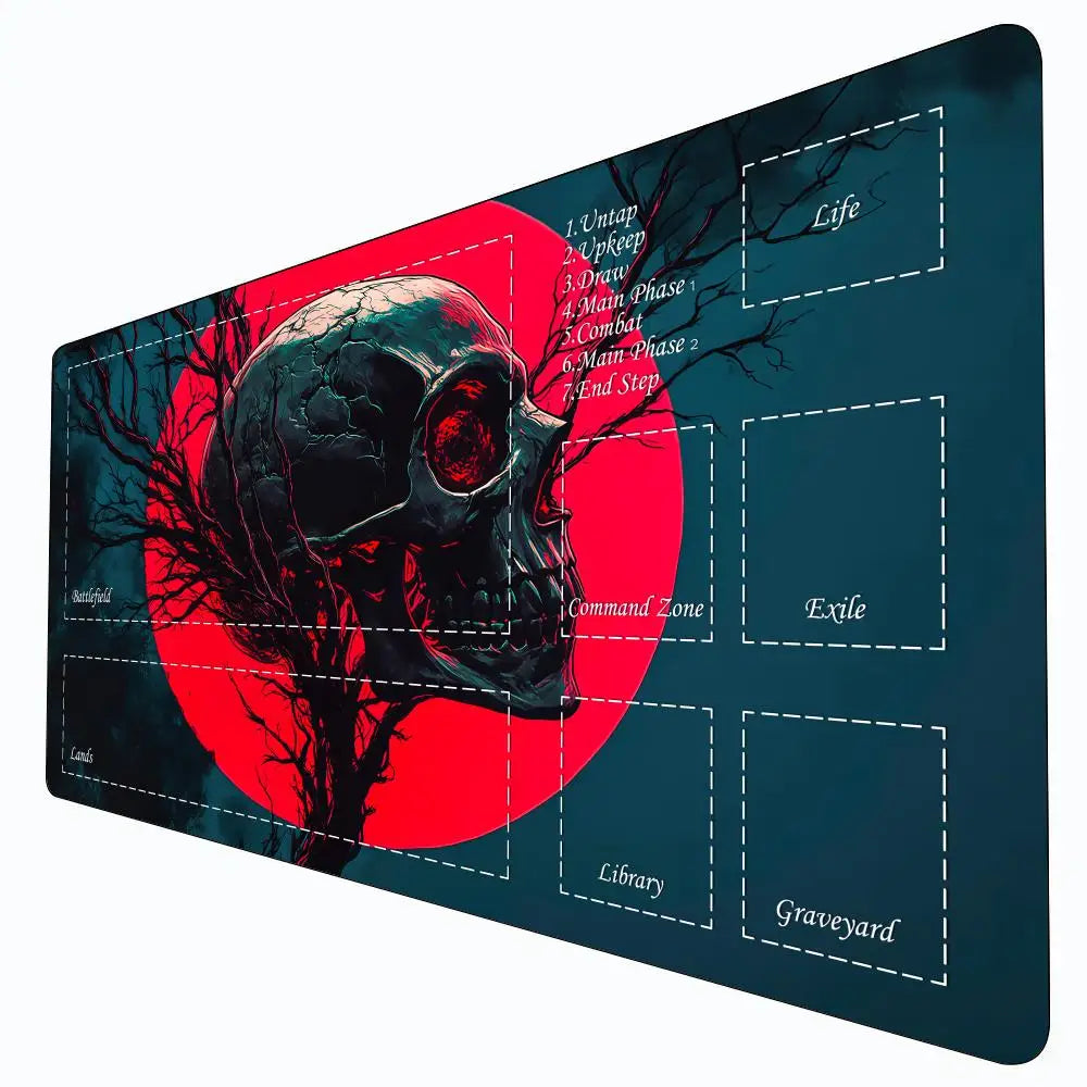 Magic Playmat card gaming mat with zone red full moon skull mtg playmat 35X60cm Desk Mat gathering game mat magic card rug