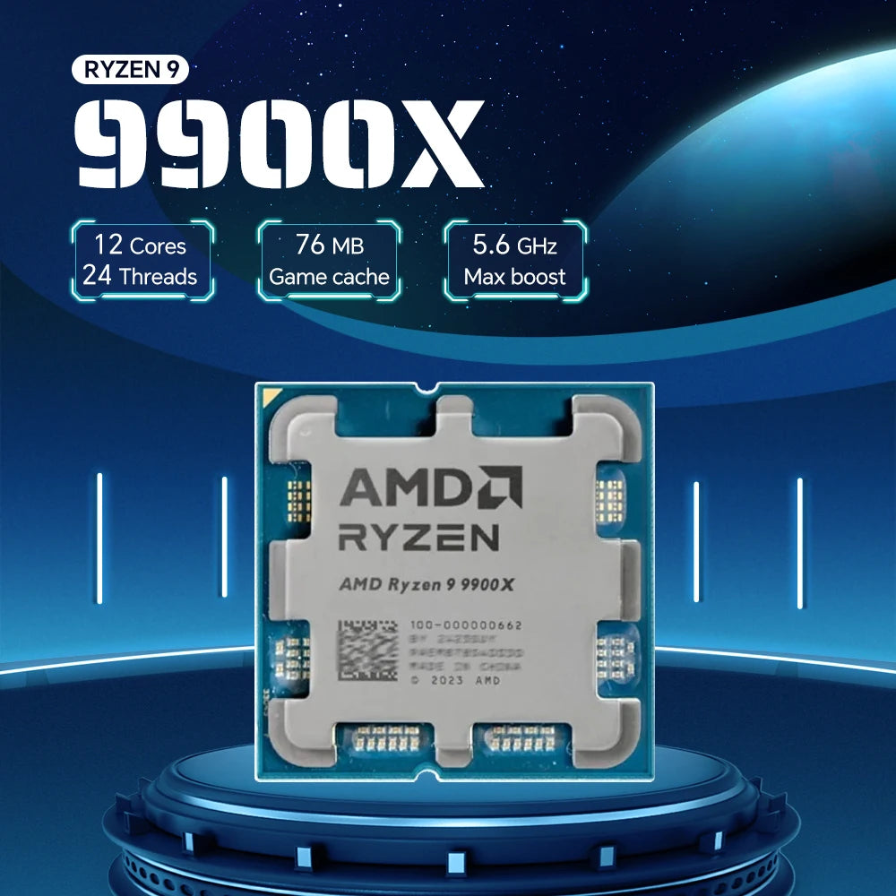 AMD Ryzen 9 9900X 4.4GHz 12-Core 24-Thread 4NM L3=64M Processor 120W Socket AM5 NEW R9 9900X DDR5 but without fan