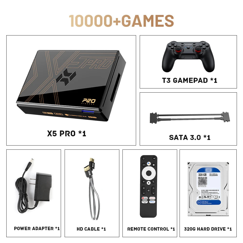 Kinhank Super Console X5 Pro Retro Game Console with 16000 Games for PS2/PS1/SS/DC/N64 with 4T HDD Plug and Play Game Player