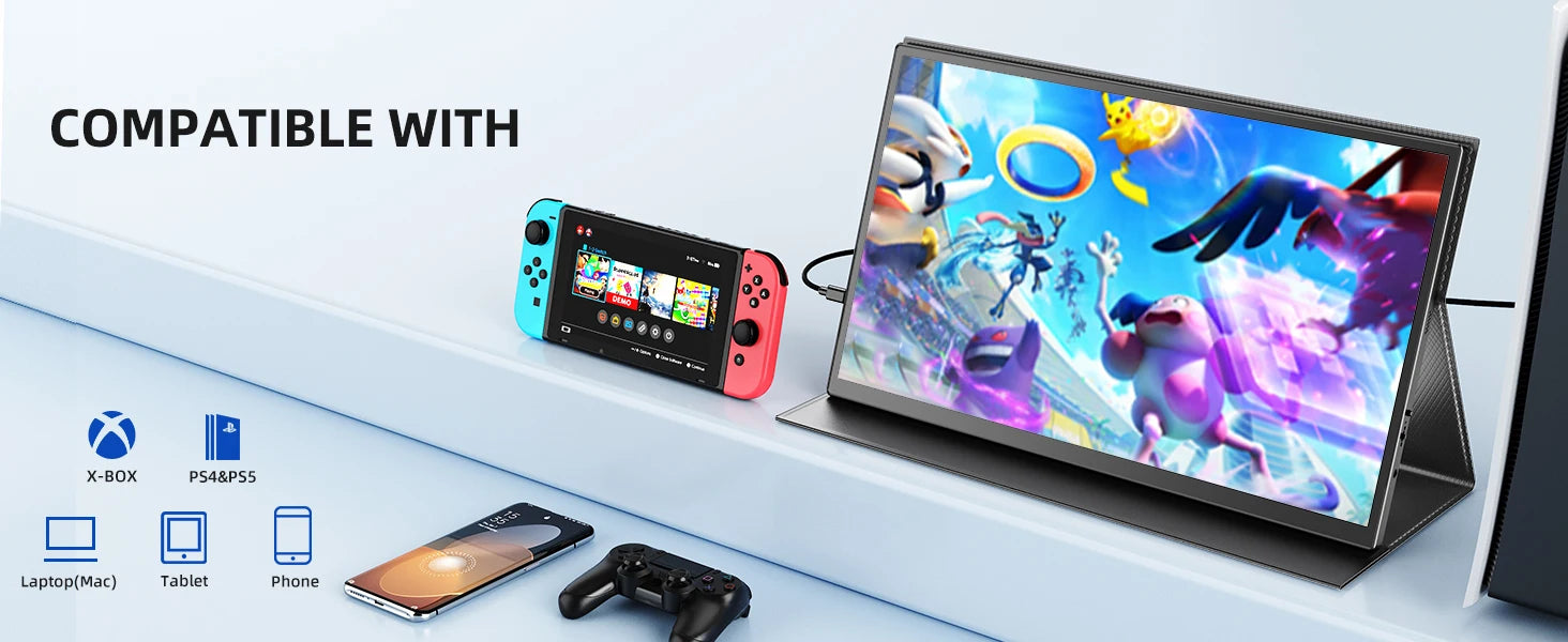 UPERFECT 18.5" TouchScreen Portable Monitor 120Hz 1MS Gaming Display 400Nits With FreeSync HDR VESA For Laptop Phone Xbox PS4/5