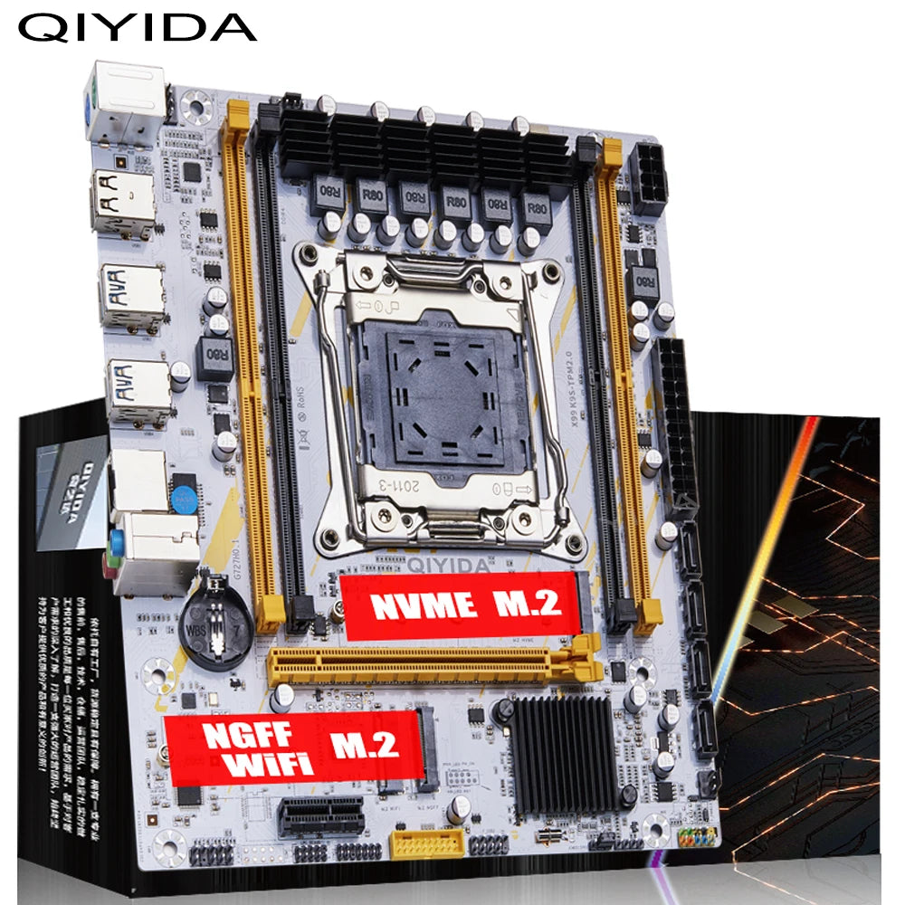 QIYIDA X99 Motherboard set LGA2011 3 kit With Xeon E5 2680 V3 CPU Processor support DDR4 RAM Memory 16GB NVME M.2 NGFF X99C612
