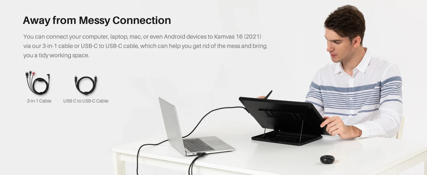 HUION Kamvas 16(2021) Graphics Drawing Monitor Battery-free Digital Pen Tablet For Windows/MAC And Android 120%s RGB