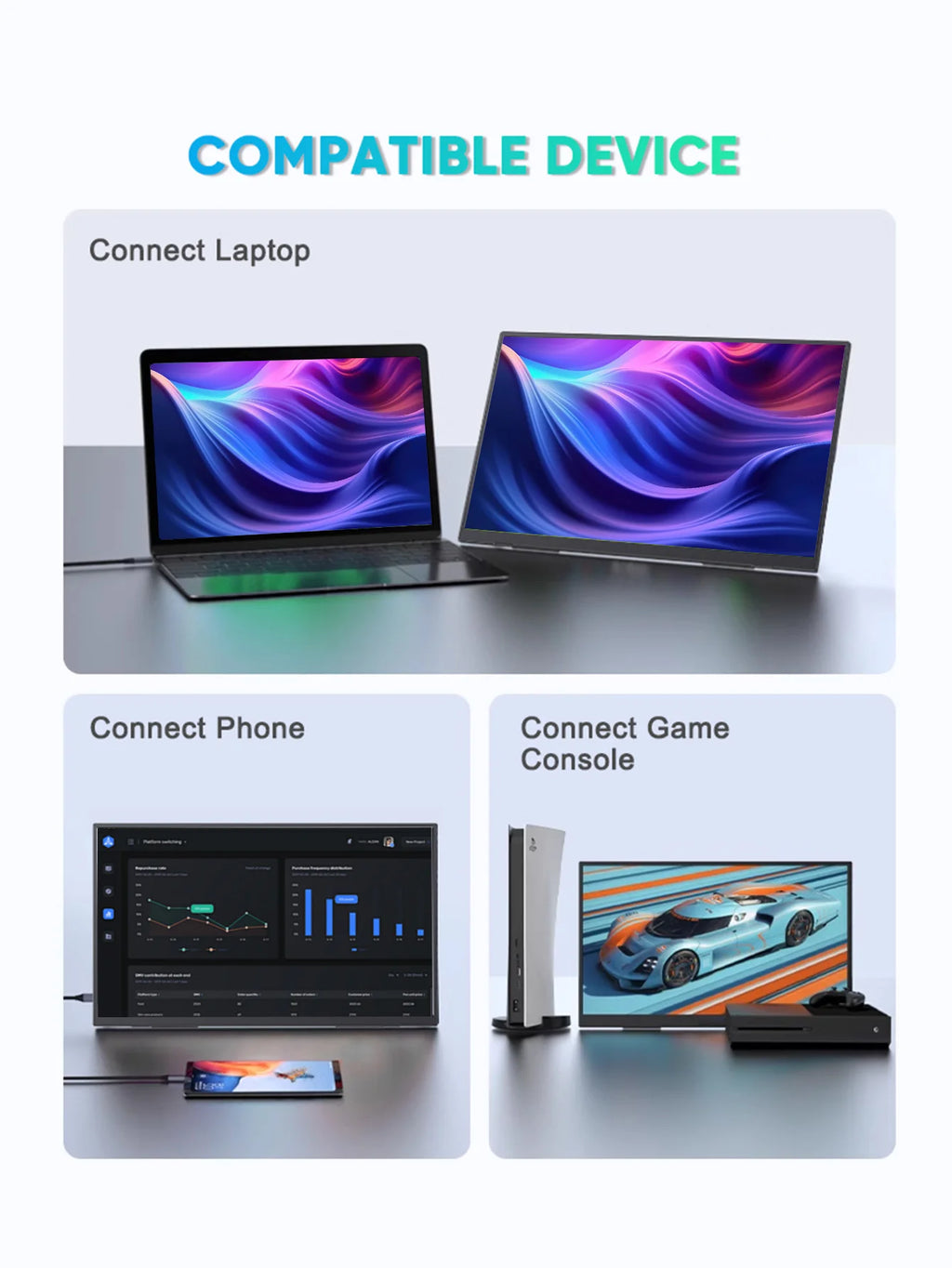 18.5'' Full HD Portable Monitor With Smart Cover & HDR, USB-C - Ideal For Laptop, PC, Phone, Mac, Gaming, And Travel
