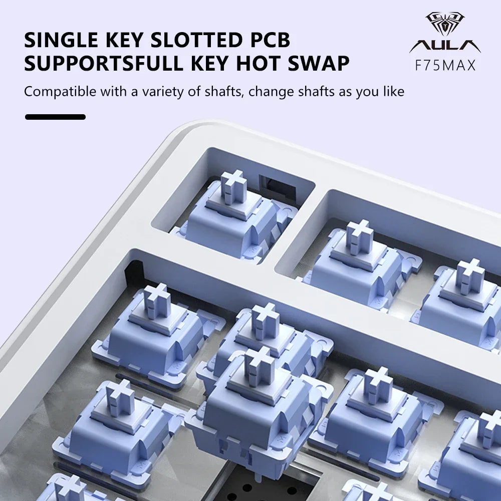 AULA F75 MAX Wireless Bluetooth Mechanical Keyboard Wired Hot-Swap RGB Gaming Keyboard Three Mode 75% 81 Keys TFT Screen Gamer