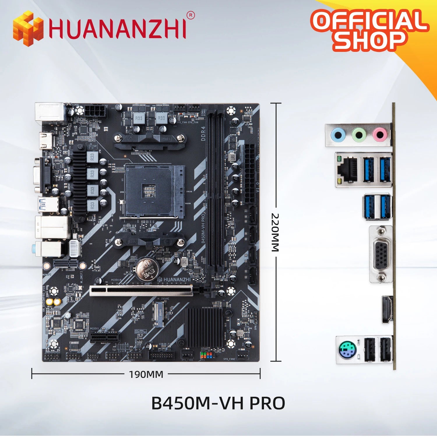 HUANANZHI AMD B450M VH AM4 Motherboard USB3.2 M.2 Nvme Sata3.0 Support Ryzen 5500 5600 5600G CPU M.2 WIFI PCIE 3.0 Micro ATX