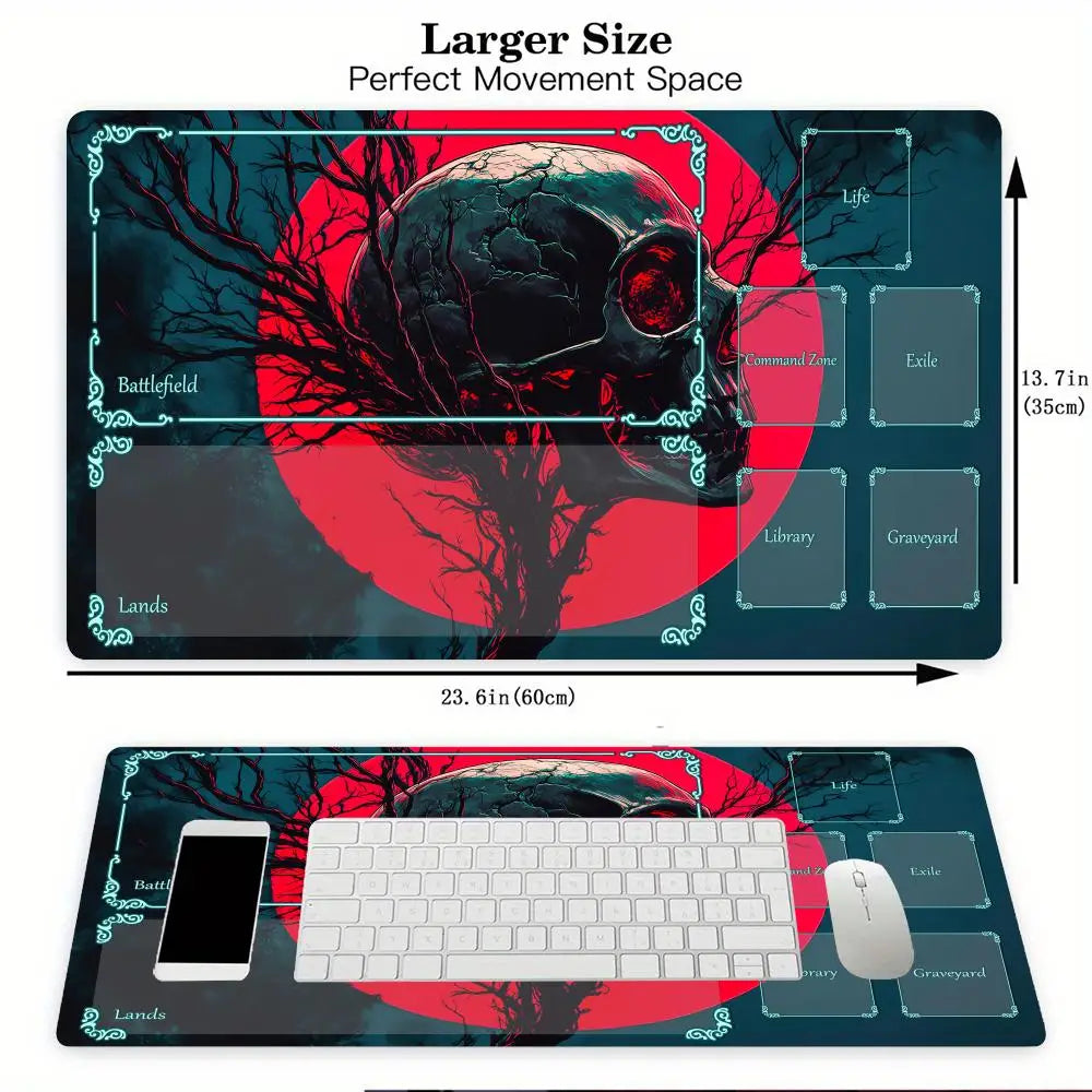 Magic Playmat card gaming mat with zone red full moon skull mtg playmat 35X60cm Desk Mat gathering game mat magic card rug