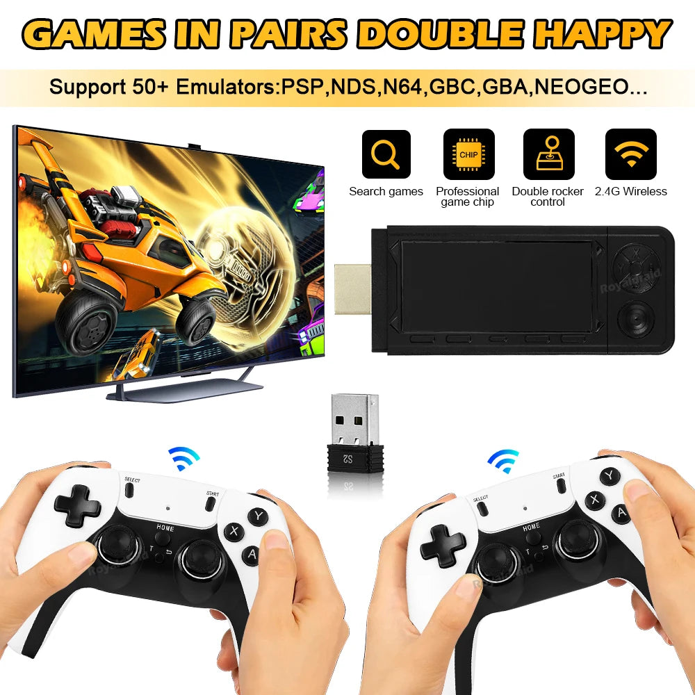 NEW 256G 50000+ Game X9 PRO Game Stick 4KHD Video Game Console 2.4G Double Wireless Controller 50+ Simulator For N64/PSP/PS1/GBA
