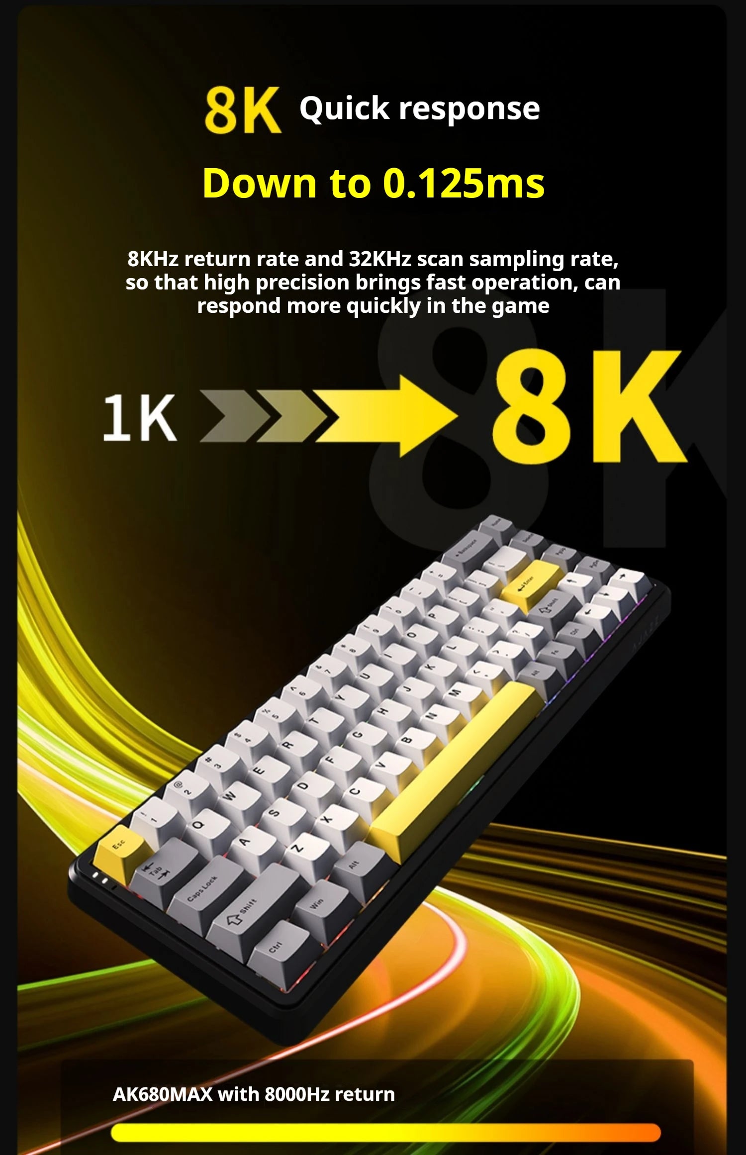 AJAZZAK680 MAX Wireless Magnetic Switch Keyboard Tri-Mode Mechanical Keyboard Gaming Esports 8K