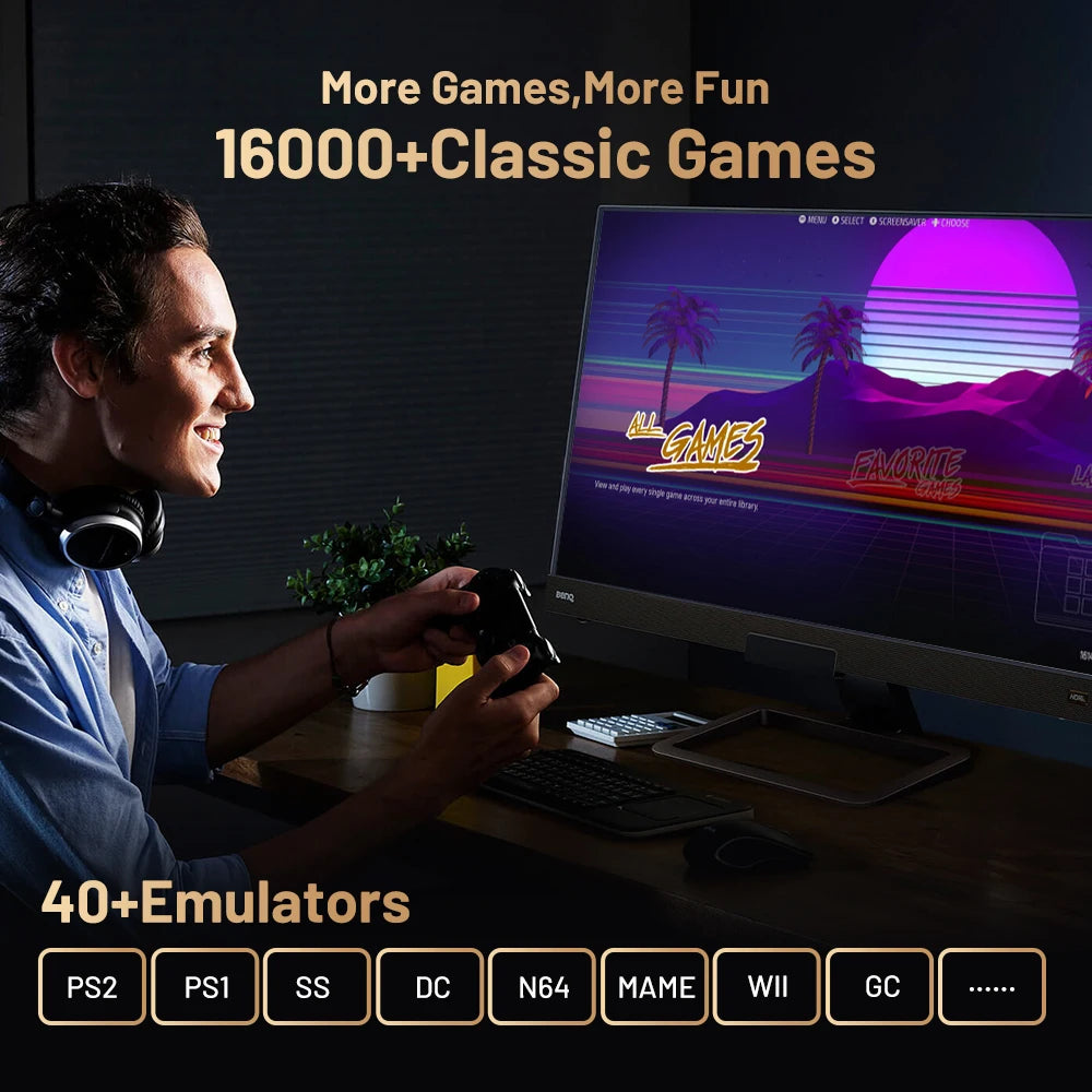 Kinhank Super Console X5 Pro Retro Game Console with 16000 Games for PS2/PS1/SS/DC/N64 with 4T HDD Plug and Play Game Player
