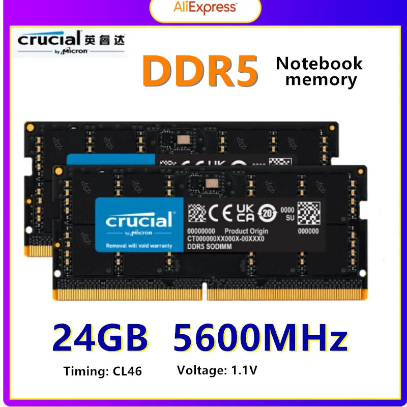 Crucial Notebook memory module DDR5 24GB 5600MHZ CL46  1.1V RAM