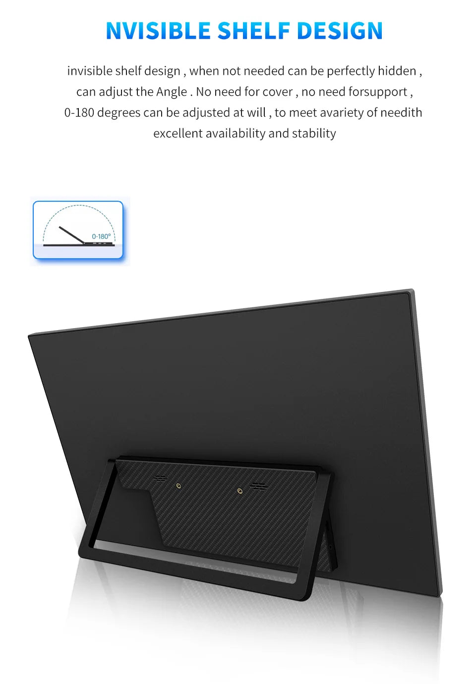 HGFRTEE 18.5inch Portable Monitor ADS-IPS 100Hz RGB100% Extended Display Laptop Second Screen With VESA Hole&Stand