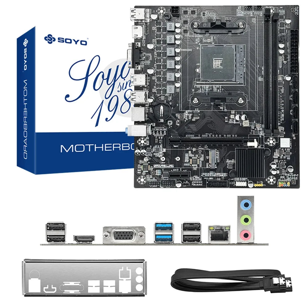 SOYO Motherboard Classic AMD B450M Dual-channel DDR4 Memory AM4 Mainboard M.2 NVME (Supports Ryzen 5500 5600 5600G CPU) Full New