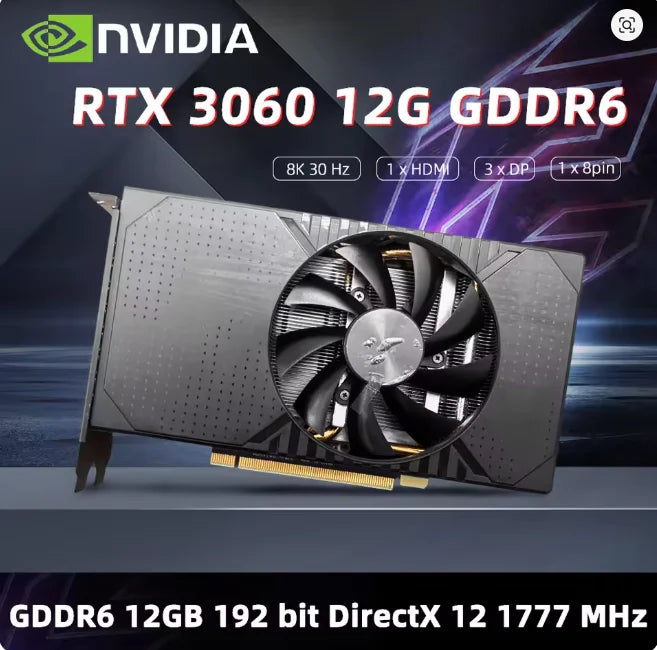 Nvidia GeForce RTX 3060 12GB GDDR6 & PH-RTX3060-12G/VGA & DUAL RTX3060 O12G Graphics Card  RTX3060 NVIDIA GPU Rtx 3060