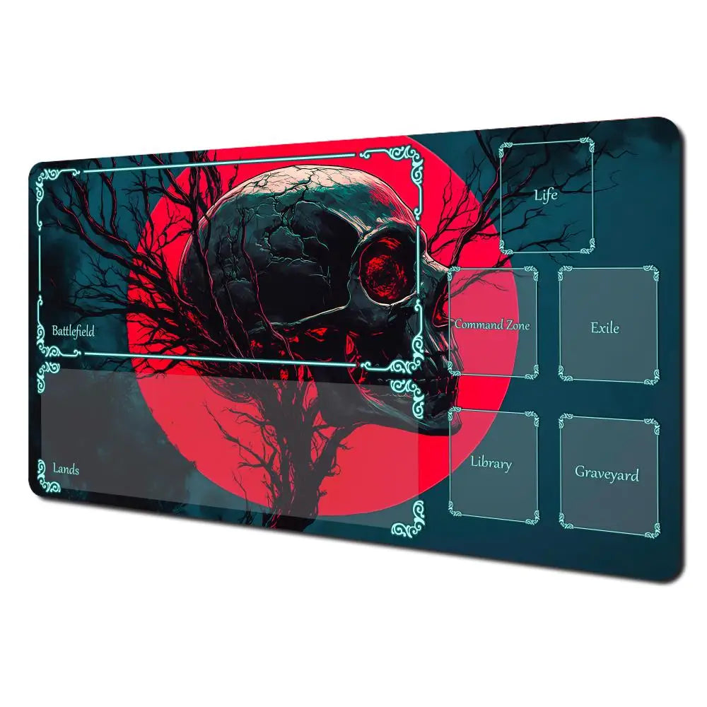 Magic Playmat card gaming mat with zone red full moon skull mtg playmat 35X60cm Desk Mat gathering game mat magic card rug