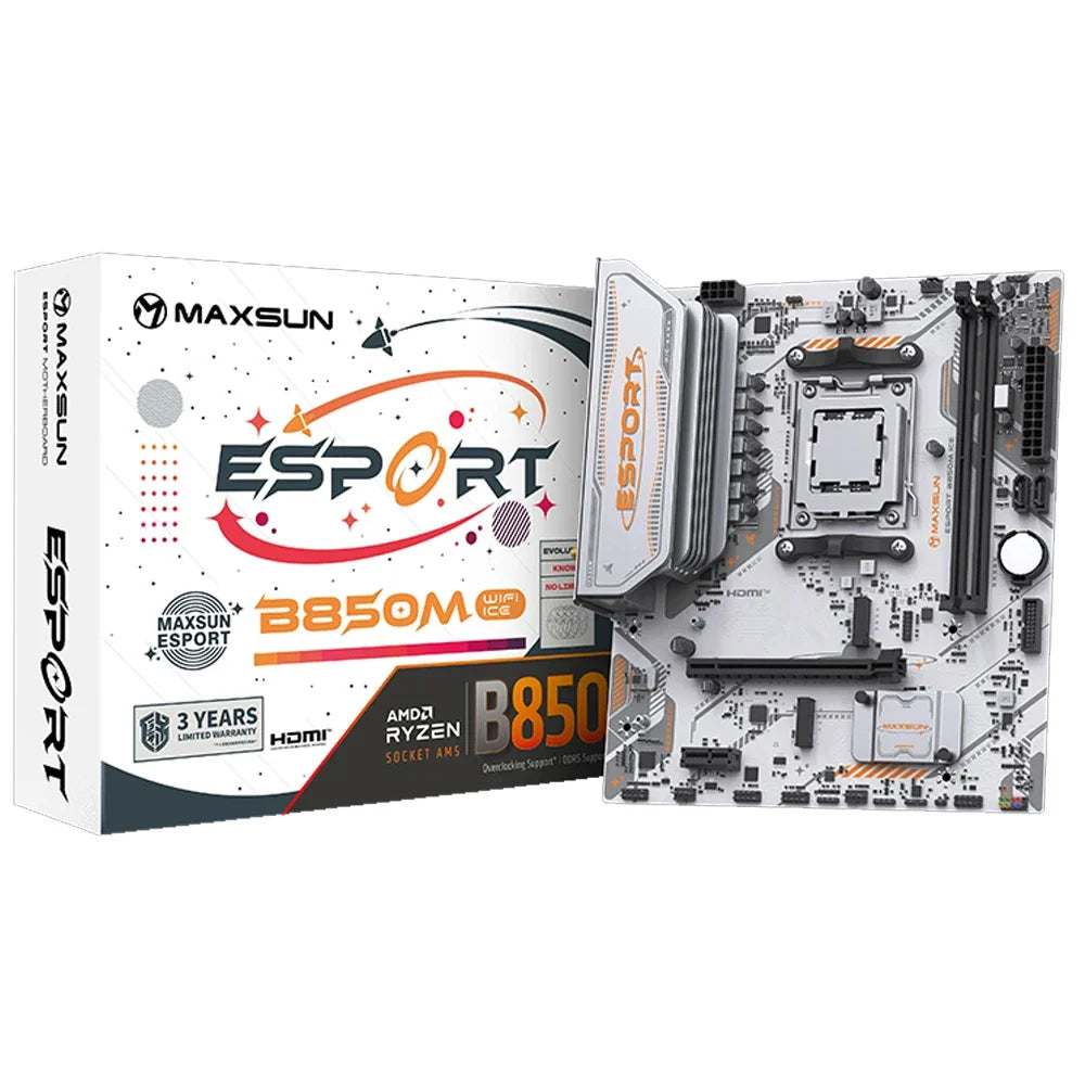 MAXSUN eSport B850M WIFI ICE Motherboard AMD Ryzen AM5 B850M Supports Ryzen7000 Ryzen8000 Ryzen9000 WIFI6 Computer components