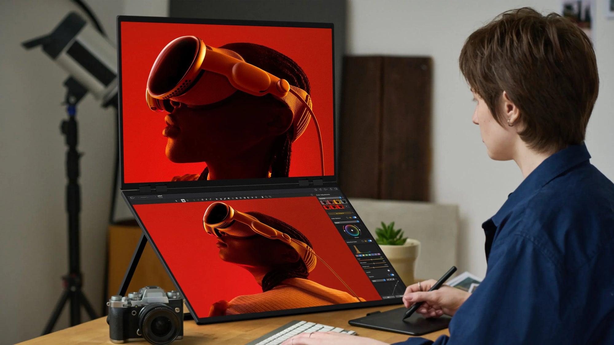 Portable Dual Monitor 23.8" 100Hz FHD 1080P Stacked Vertical Displays for Gaming Coding Working USB-C HDMI Laptop Screen Extende