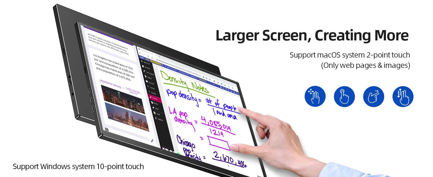 UPERFECT 18.5" TouchScreen Portable Monitor 120Hz 1MS Gaming Display 400Nits With FreeSync HDR VESA For Laptop Phone Xbox PS4/5