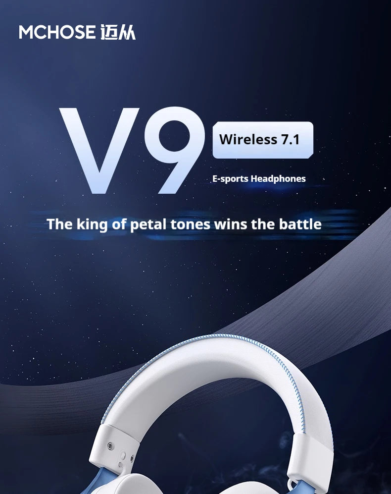MCHOSE V9 pro Wireless Bluetooth Headset with Three Mode Microphone Noise Reduction Dynamic Low Delay for Office And Gaming