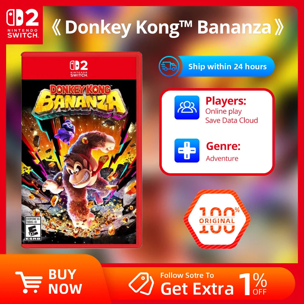 Nintendo Switch 2 Game Deals - Donkey Kong  Bananza - Original Physical Game Card for Switch 2