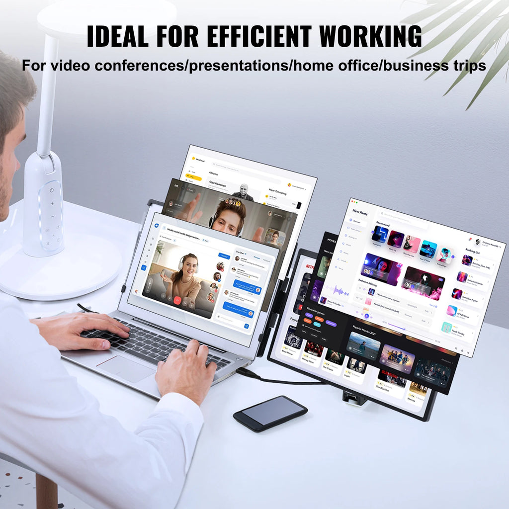 VEVOR 14"/18.5'' 1080P IPS Dual Extended Swivel Portable Monitor for USB-C/USB-A/Mini HDMI Port with Mac/Wins/Android/Switch/PS5