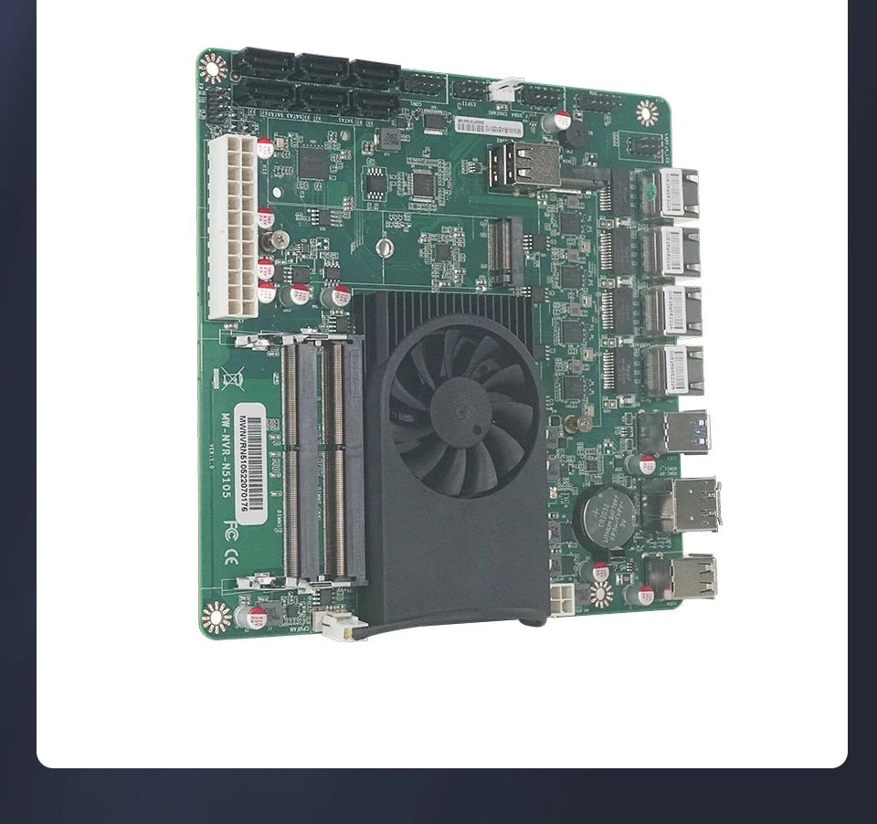 N5105 Industrial Motherboard NAS Motherboards 4 Cores 4 Threads Low Power Processor 4x2.5G i225 Network 2 M.2 Slot 6xSATA DP HD