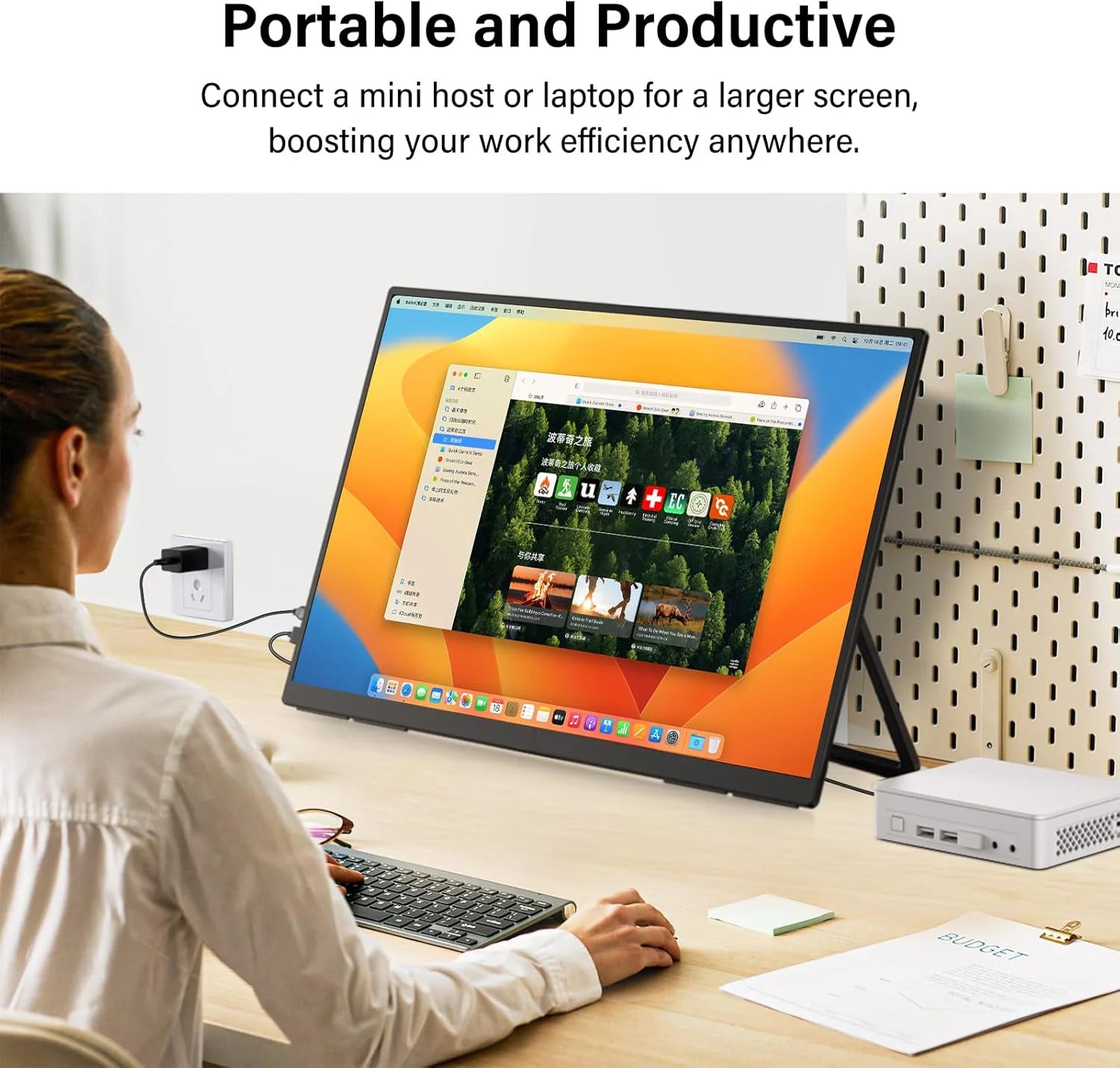 AHXJKA 23.8"Portable Monitor 350nits 100Hz 100%sRGB IPS Expand Office Display for PC Laptop Phone XBox Switch w/type-c mini HDMI
