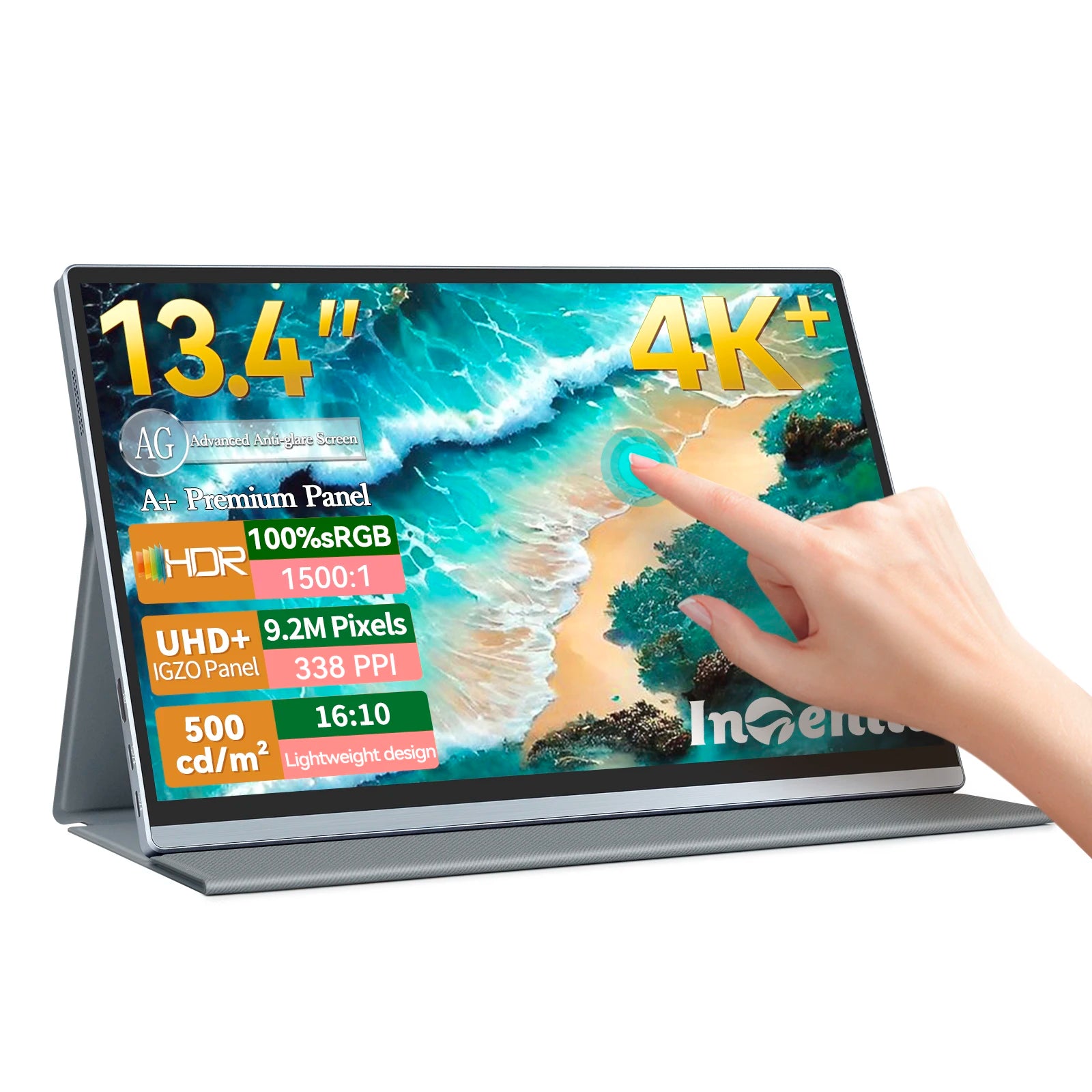 Intehill 13.4 Inch 4K Touch Screen Portable Monitor 3840*2400 500nits 100% sRGB U13ZT For XBox PS4/5 Switch Laptop PC Extension