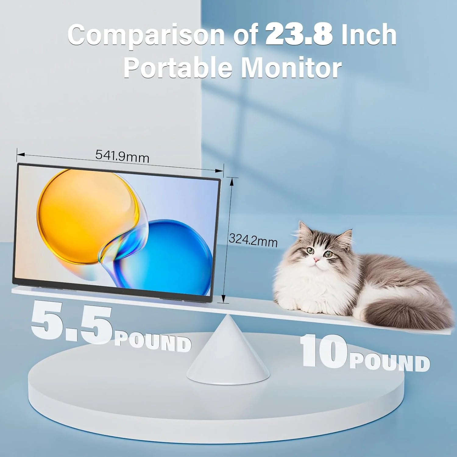 AHXJKA 23.8"Portable Monitor 350nits 100Hz 100%sRGB IPS Expand Office Display for PC Laptop Phone XBox Switch w/type-c mini HDMI