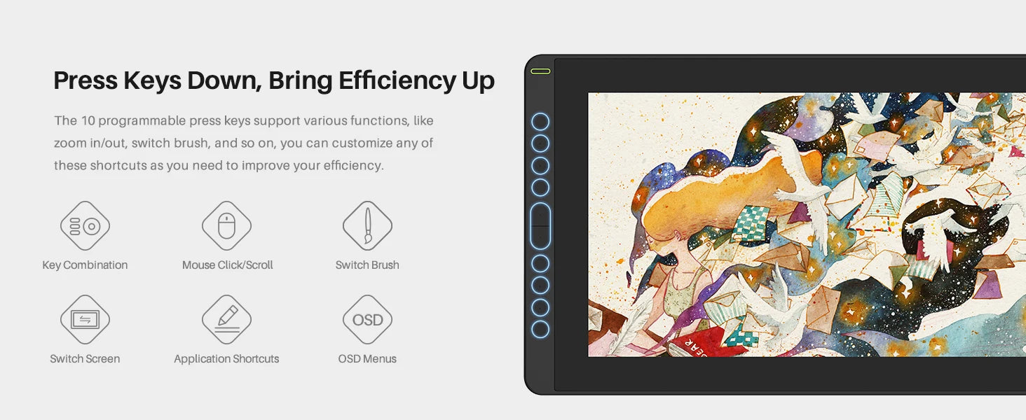 HUION Kamvas 16(2021) Graphics Drawing Monitor Battery-free Digital Pen Tablet For Windows/MAC And Android 120%s RGB