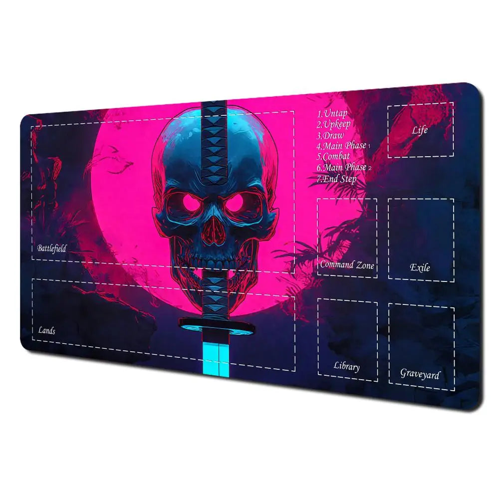 Magic Playmat card gaming mat with zone red full moon skull mtg playmat 35X60cm Desk Mat gathering game mat magic card rug
