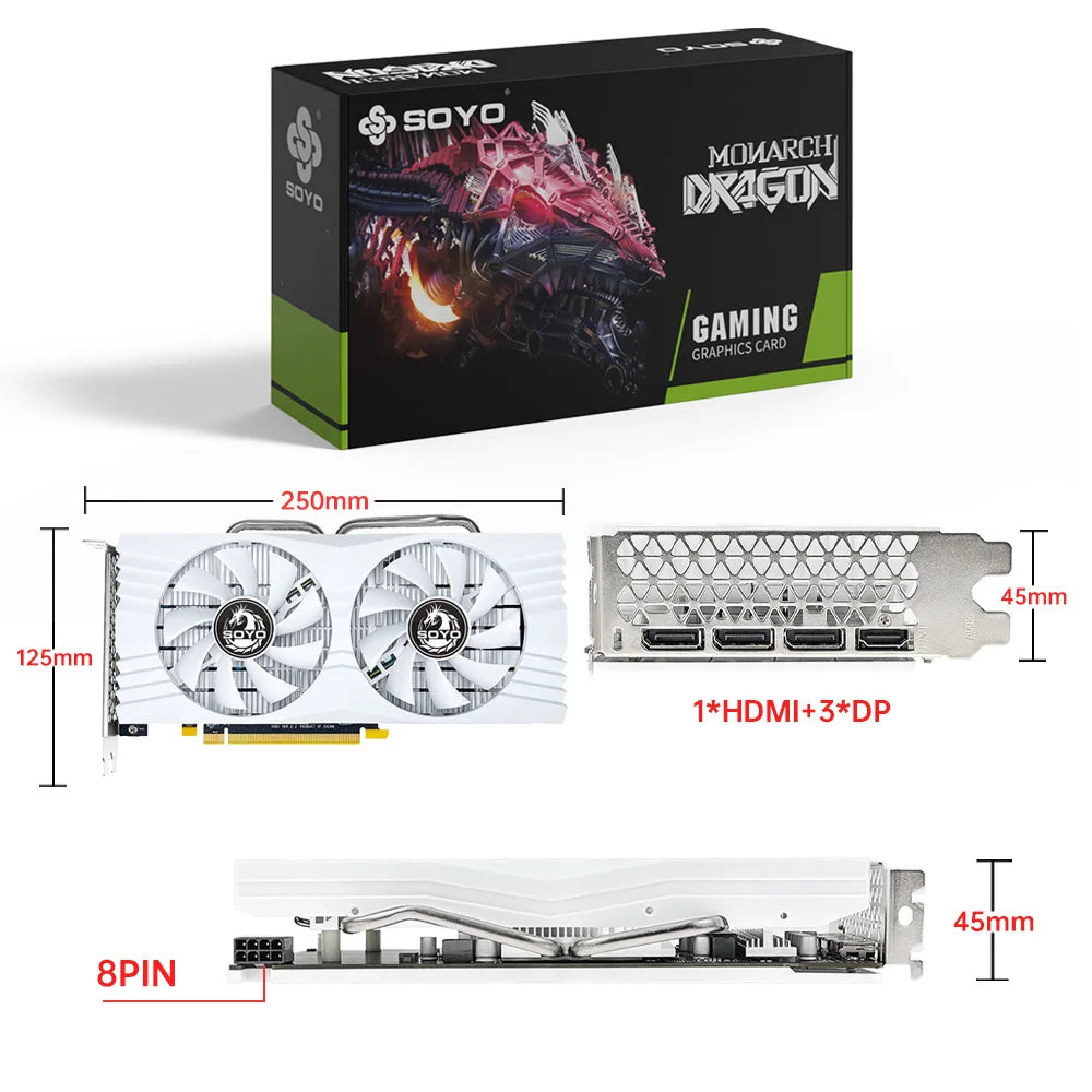 SOYO Original New AMD Radeon RX580 Graphics Card GDDR5 Video Memory 256Bit PCIEx16 3.0 HDMI Gaming Card AMD Card placa de Video