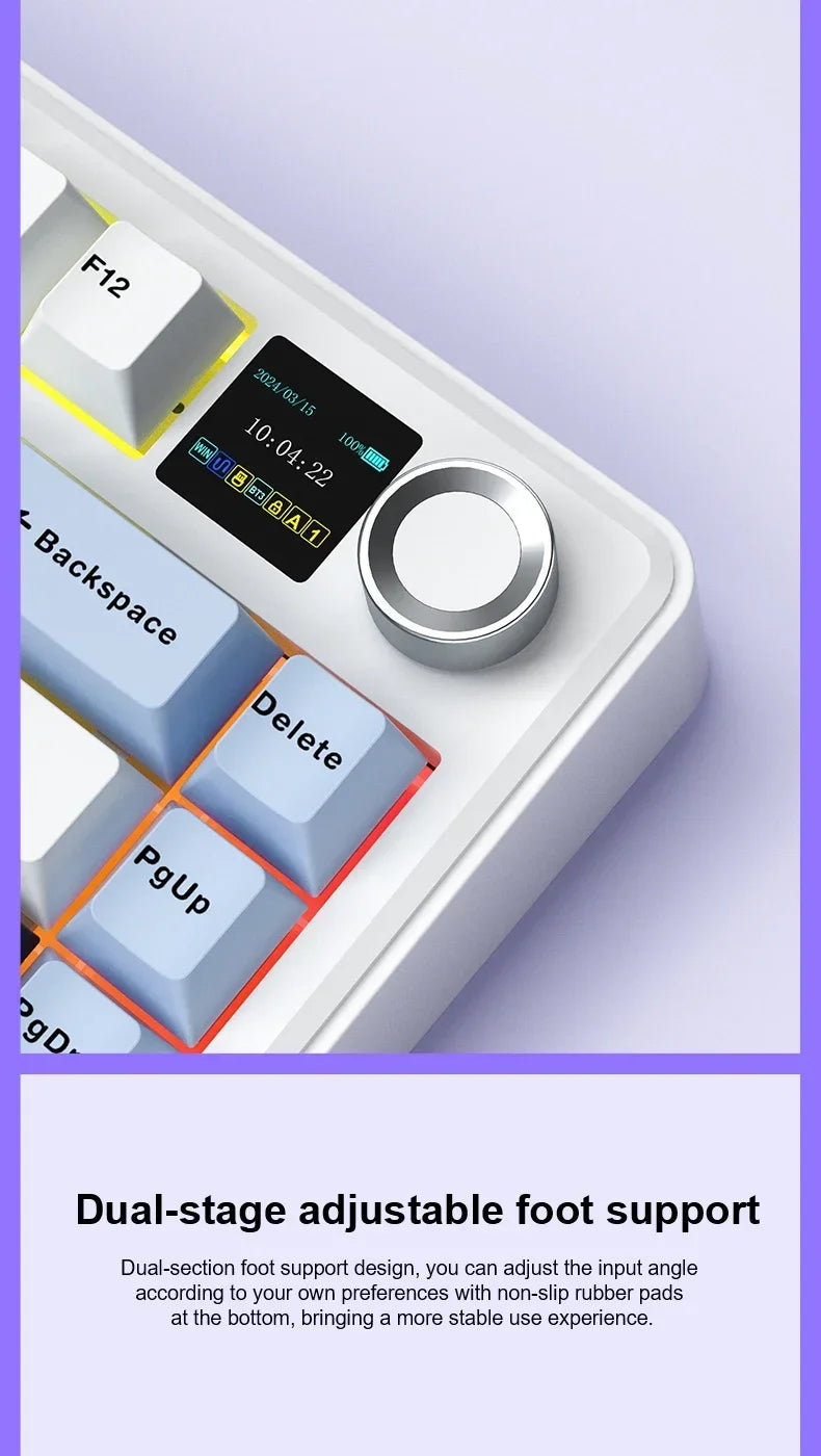 AULA F75 MAX Wireless Bluetooth Mechanical Keyboard Wired Hot-Swap RGB Gaming Keyboard Three Mode 75% 81 Keys TFT Screen Gamer
