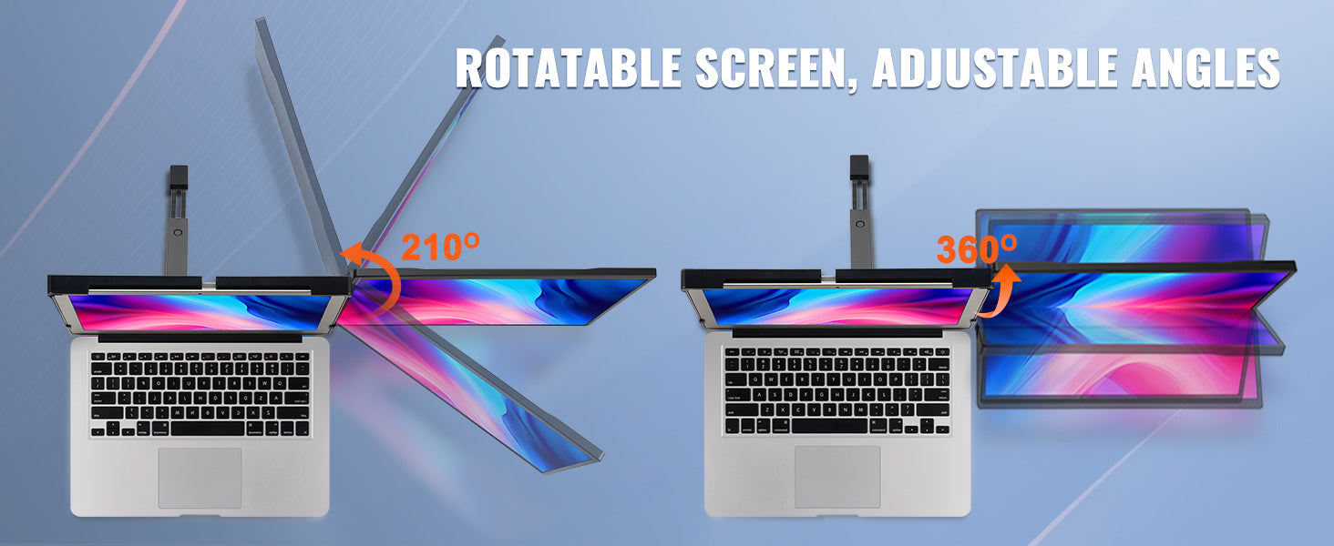 VEVOR 14"/18.5'' 1080P IPS Dual Extended Swivel Portable Monitor for USB-C/USB-A/Mini HDMI Port with Mac/Wins/Android/Switch/PS5