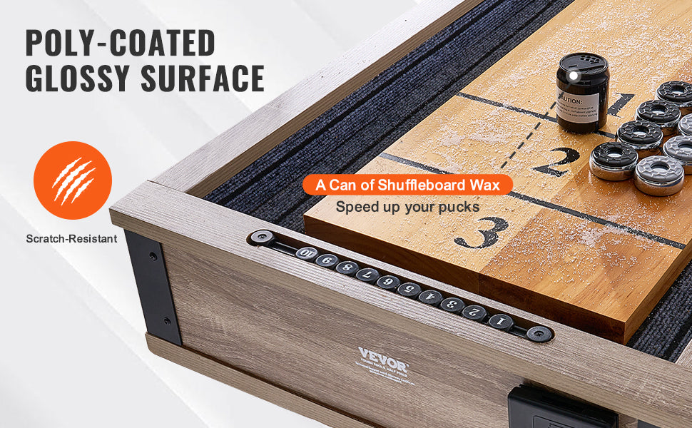 VEVOR Shuffleboard Table Shuffleboard for Family Game Rooms 2 in 1 Shuffleboard and Bowling Combo Game Set with Playfield Legs