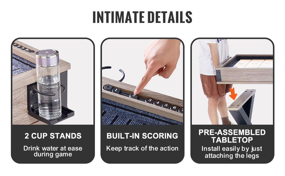 VEVOR Shuffleboard Table Shuffleboard for Family Game Rooms 2 in 1 Shuffleboard and Bowling Combo Game Set with Playfield Legs